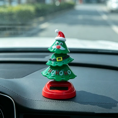 Car ornaments, Cross-border Christmas solar energy - 5510cm-gross-weight-39g-beard-tree-with-packaging-double-sided-stickers