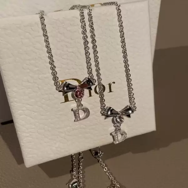 Platinum necklace with bow, gift box, pack, full set