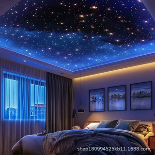 彩绘图案影音室清酒吧餐厅星空顶天花板吊顶满天星LED光纤灯