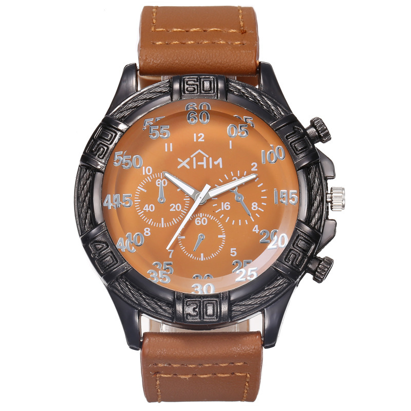 Reloj de cinturón dominante de estilo coreano para hombres creativo redondo gran dial decoración reloj de cuarzo no mecánico para hombres