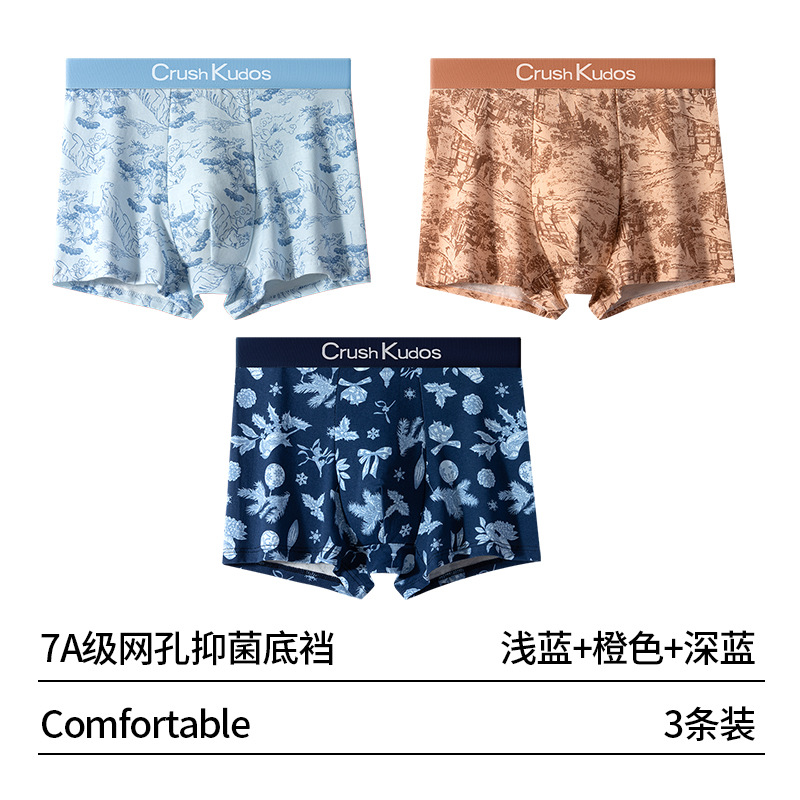 Pantalones interiores de hombre algodón 2025 nuevo seda de morera 7A mallas antibacterianas inferior transpirable de cintura media de chicos pantalones planos