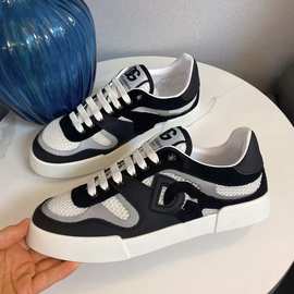 外贸2025新款真皮男鞋平底休闲板鞋百搭运动小白鞋网孔透气德训鞋