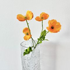 Wedding Hall Poppy Flocked Artificial Flowers for Wedding Decorations, Silk Floral Arrangements, Photo Props, Pathway Decorations, and Living Room Ornaments—All-Season Fake Flowers