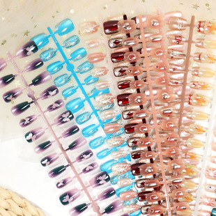 30 pieces of personalized creative wear nail burst flash cat's eye gilded 3D handmade false nails advanced sense of white nail wholesale