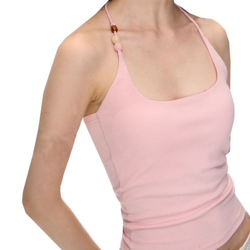 Foreign Trade Square Neck Yoga Vest Lace-Up Beaded Sexy Beautiful Back Push-Up Soft Running Sports Bra Fitness Wear for Women