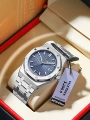 924 silver shell blue surface steel belt model