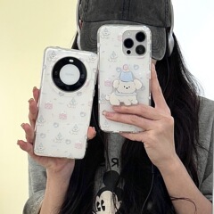 雙層印花可愛滿屏狗狗適用iphone15Pro小眾max蘋果14手機殼12女款