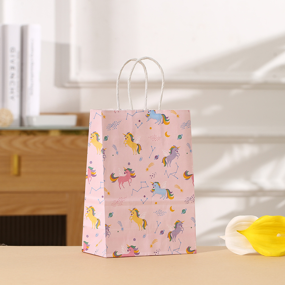 Bolso animal impreso bolsa de embalaje de papel kraft al por mayor para llevar bolsa de compras bolsa de regalo de dulces de fiesta image 5
