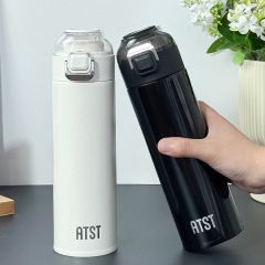 新しい高品質の316ステンレス鋼魔法瓶カップ、シンプルでポータブル、男女学生向けの茶水分離直飲みバウンスカップ