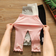 Girls' thin leggings, children's summer casual wear outer pants, high elasticity mini 7/8 length pants