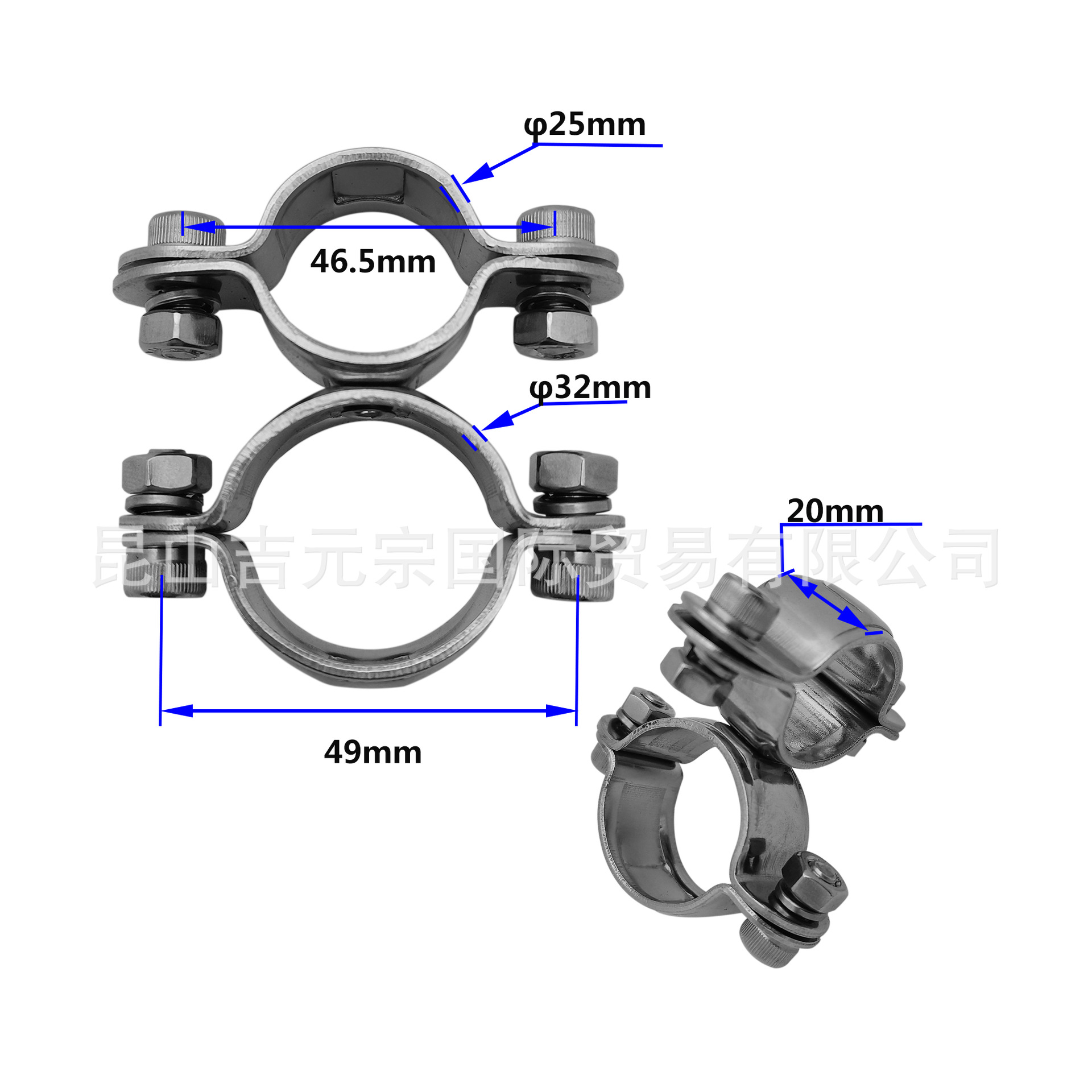 25mm x 32mm 管用 不锈钢316 游艇配件 船用五金 旋转接头(大+小)