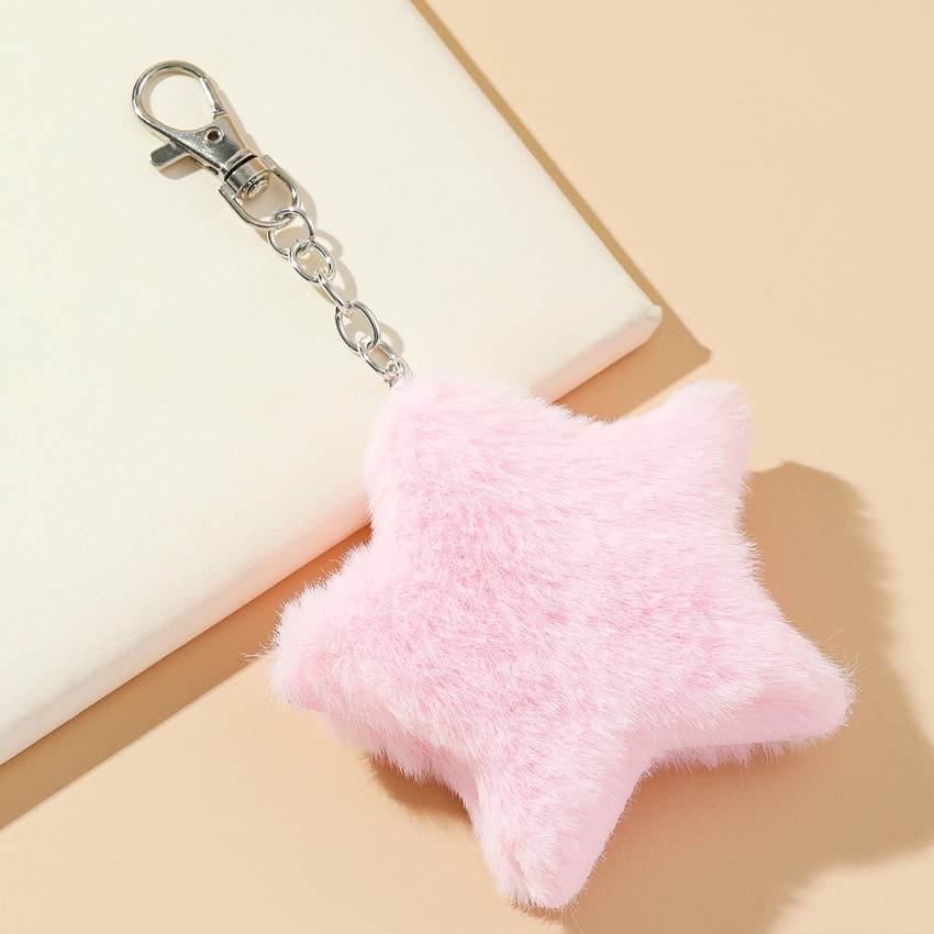 15g Weight Bag Pendant, Keychain Classification 1 Piece Quantity Daily, Street Occasion Imitation fur, Alloy Material Star Pattern Cute Style 1 Piece Cute Star Imitation Fur Alloy Bag Pendant Keychain 2