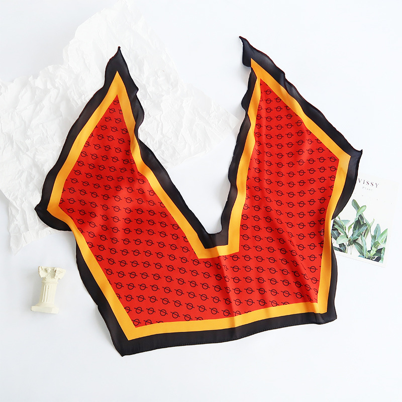 2025 nuevo bufandas de seda hexagonal bufandas de hombro alta sensación de moda de diseño minimalista de seda simulada bufandas temperamento universal