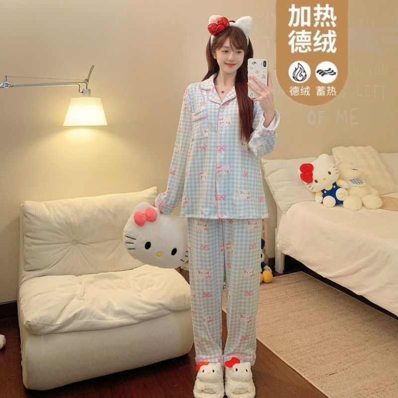 Al por mayor transfronterizo explosión de invierno de ternilla pijama caliente de manga larga de mujeres cardigans con la solapa ropa de hogar gruesa ropa exterior