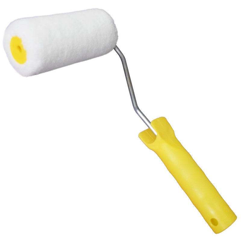 Cepillo de rodillo de pintura resistente a solventes de 4 pulgadas, diámetro engrosado, cepillo de rodillo de plástico reforzado con fibra de vidrio capilar en el pulgar, cabezal intercambiable