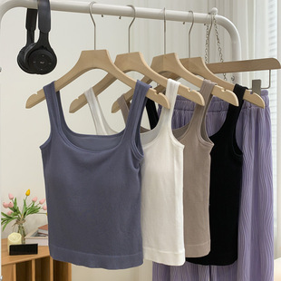 Square-Neck Backless Camisole for Women with Breast Pads, Slim Fit, Beautiful Back Bottoming, Sleeveless Top Vest Style