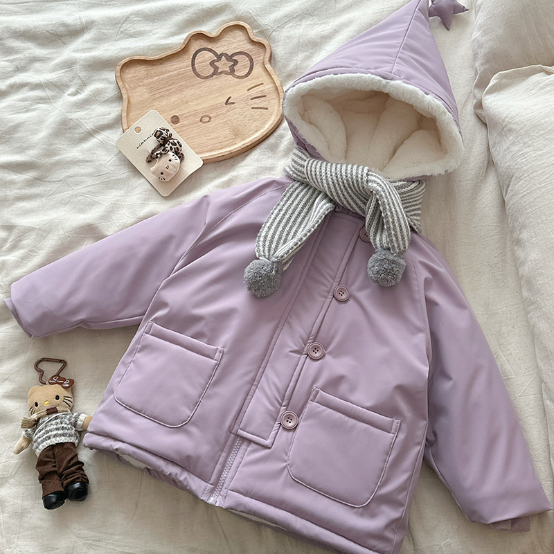 Estrellas de niñas de invierno para superar la chaqueta de algodón infantil de invierno tres prevención de terciopelo grueso chaqueta de calentamiento de niñas suelta