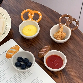 创意主题餐厅陶瓷料碟个性碟面包碟法棍碟咸水碱碟居家蘸料碟
