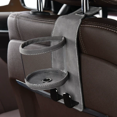 Car cup holder/beverage holder Back Bottle Drink Cup Holder - grey-double-hook-with-cup-holder