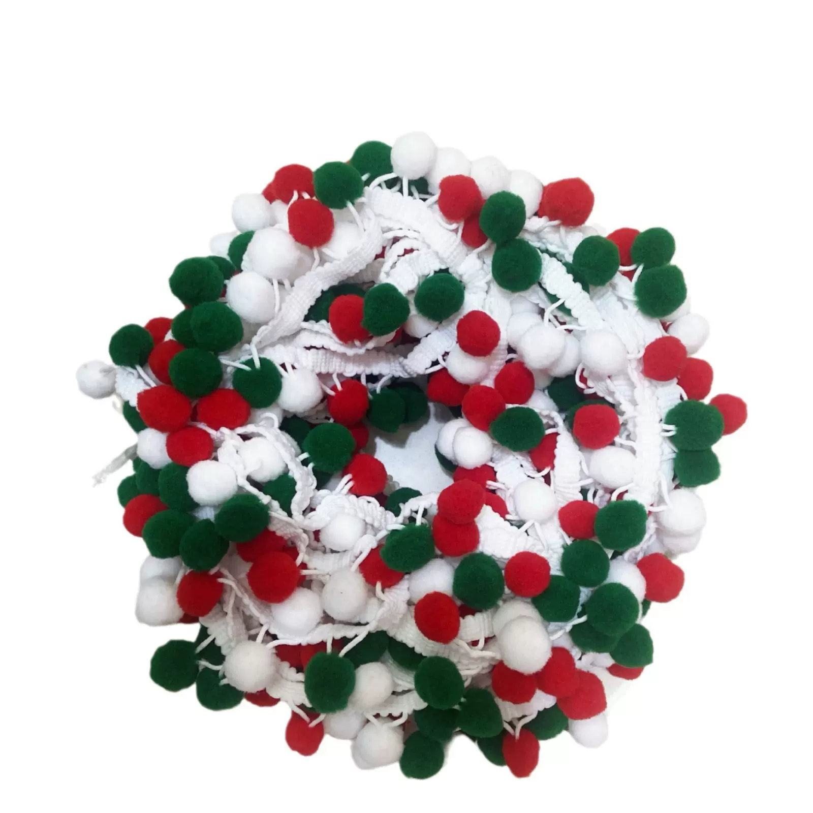 现货供应手工毛球花边跨境热卖圣诞毛球花边
