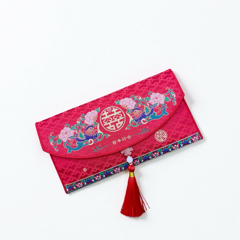 高級刺繍赤い封筒生地赤い封筒宋錦赤い封筒1万円変更口紅|undefined