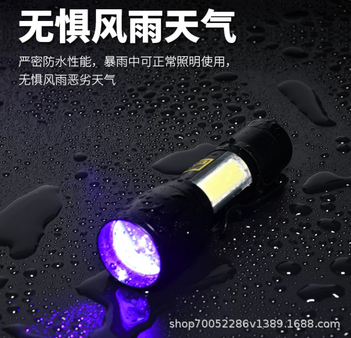 A10 Mini Purple Light Flashlight for Fluorescent Agent Detection, UV Jade Identification, Anti-Counterfeiting, White Light, Rechargeable, Money Detection
