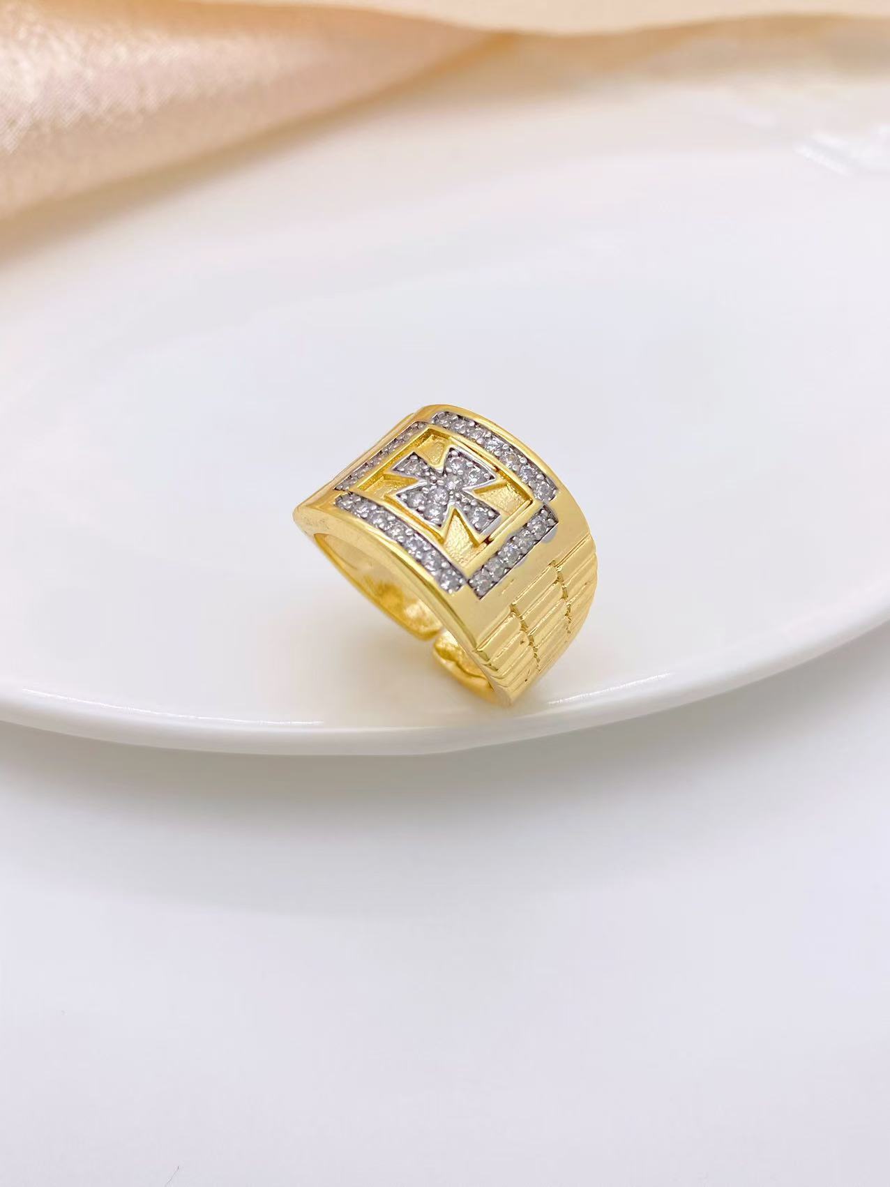 Wholesale Jewelry Exaggerated Geometric Copper Zircon 18K Gold Plated Mixed Metal Plating Inlay Open Rings display picture 6