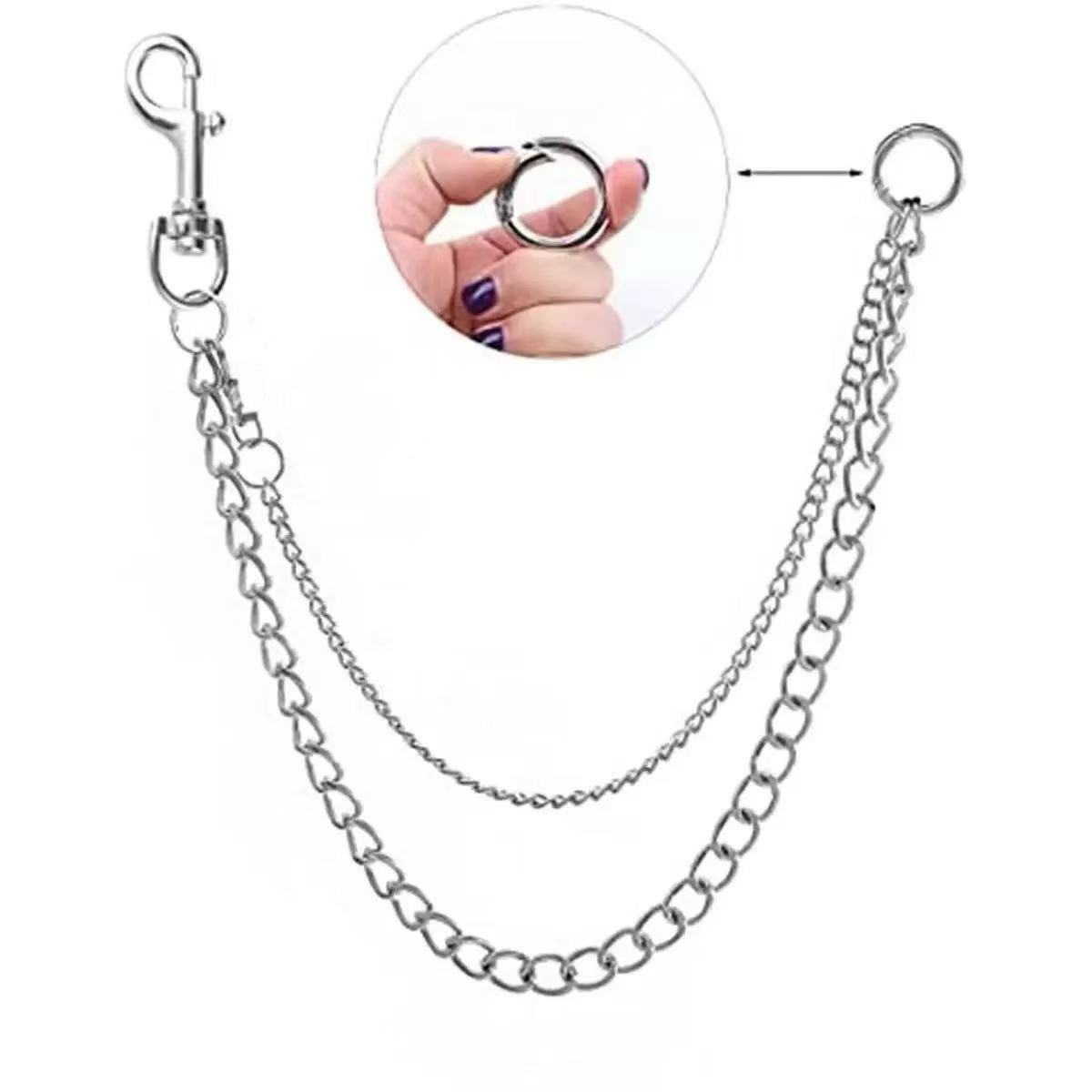 Men's Double Layer Hip Hop Punk Chain For Trousers Adjustable_voghion.com