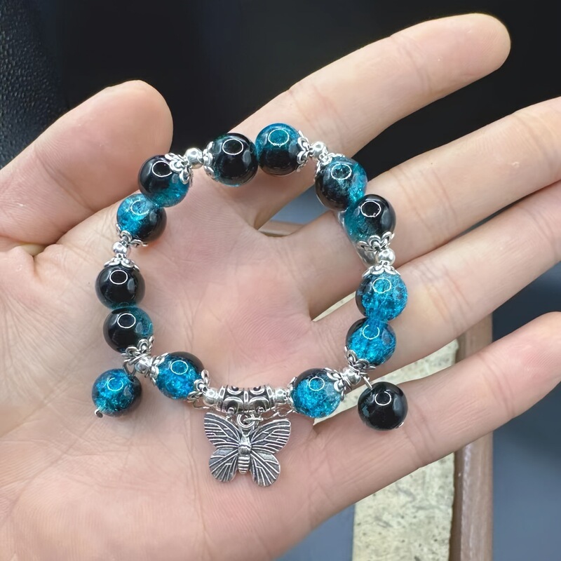 Chinese-style Flower Butterfly Beaded Bracelet Women's Summer Light Luxury Niche Exquisite High-grade Elegant