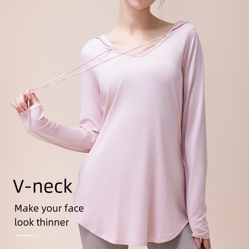 Women's Loose-Fitting Slimming Hooded Sweatshirt for Autumn/Winter Casual Yoga Clothes Sports Exercise Long Sleeve for Plus Size