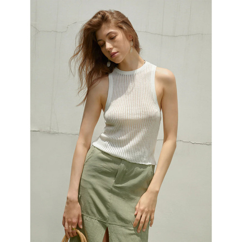Cross-border knitted vest Europe and America  summer sexy hotties hollow vest slim fit sleeveless knitted top