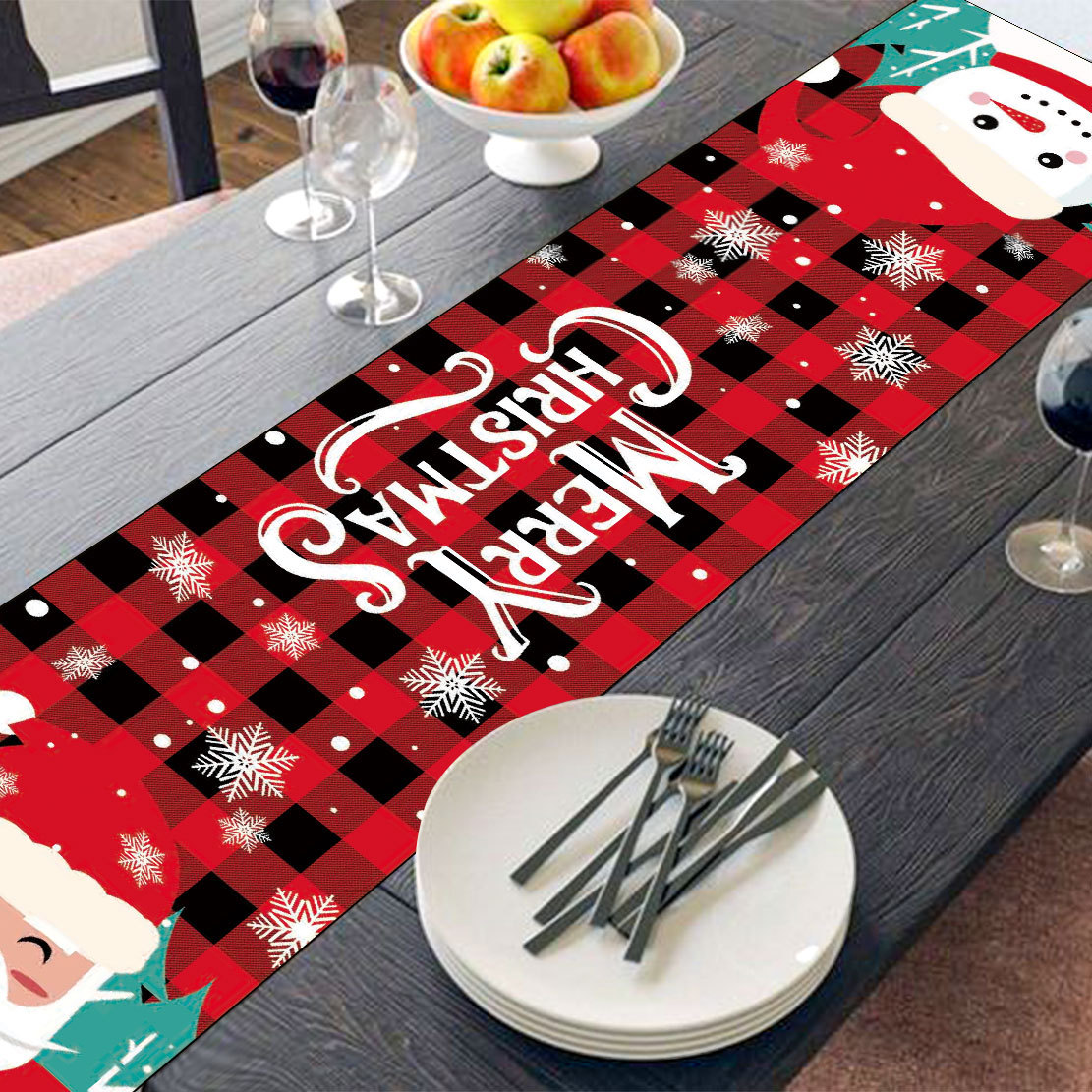 Koti ja puutarha Uusi innovatiivinen joulukoristeiden pöytäliina, pellava, kestävä ja vahva pöytäliina, likaantumista estävä pöytäliina, tukkumyynti_voghion.com