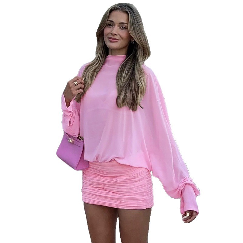 2025 otoño nuevo estilo de moda de color sólido de mangas largas de nieve vestido de costura sexy de mujeres