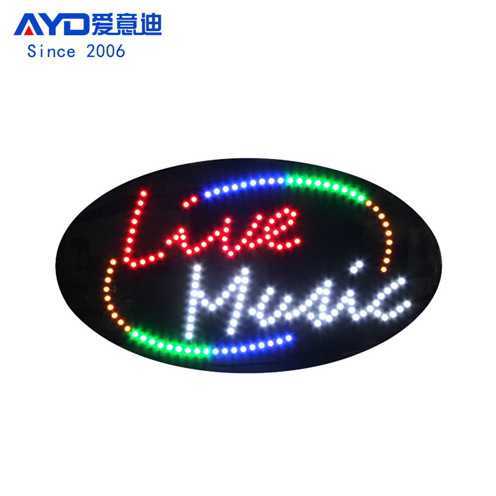 定 制LED广告牌亚克力发光字指示牌营业灯箱 LED LIVE MUSIC SIGN
