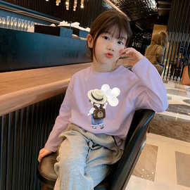 儿童纯棉印花打底衫宝宝休闲打底衣t女童长袖T恤秋款圆领卡通上衣