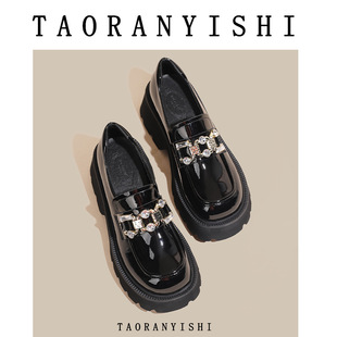 Genuine leather thick-soled leather shoes 2024 new single-layer shoes British style women's shoes rhinestone jk College women's uniform leather shoes