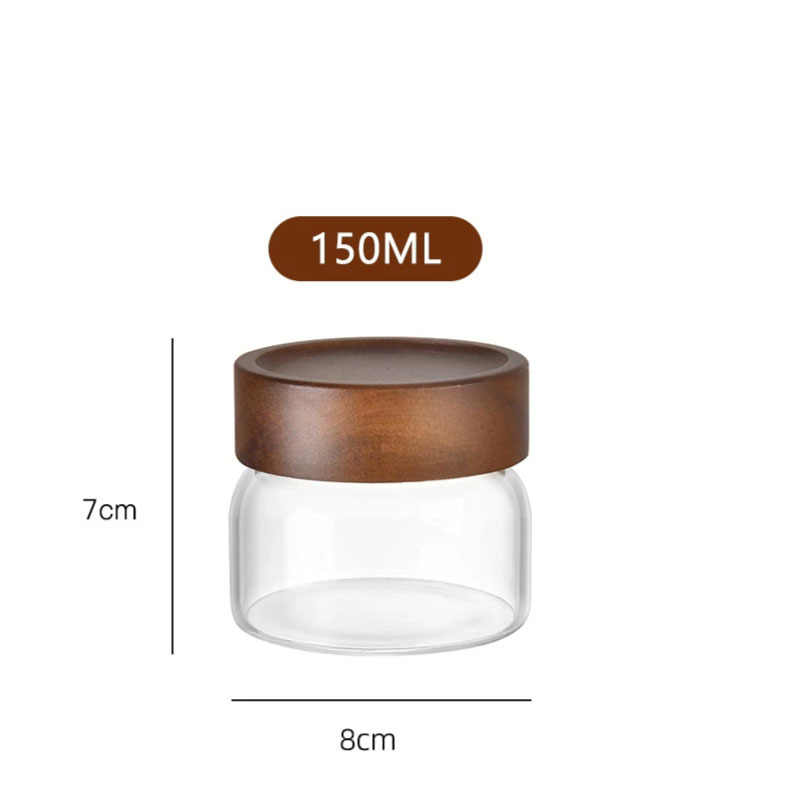 botella de embalaje de cáscara de naranja de gran capacidad alta borosilicato tanque de almacenamiento de vidrio sellado granos gruesos frutas secas jarro de té tapa de madera acacia