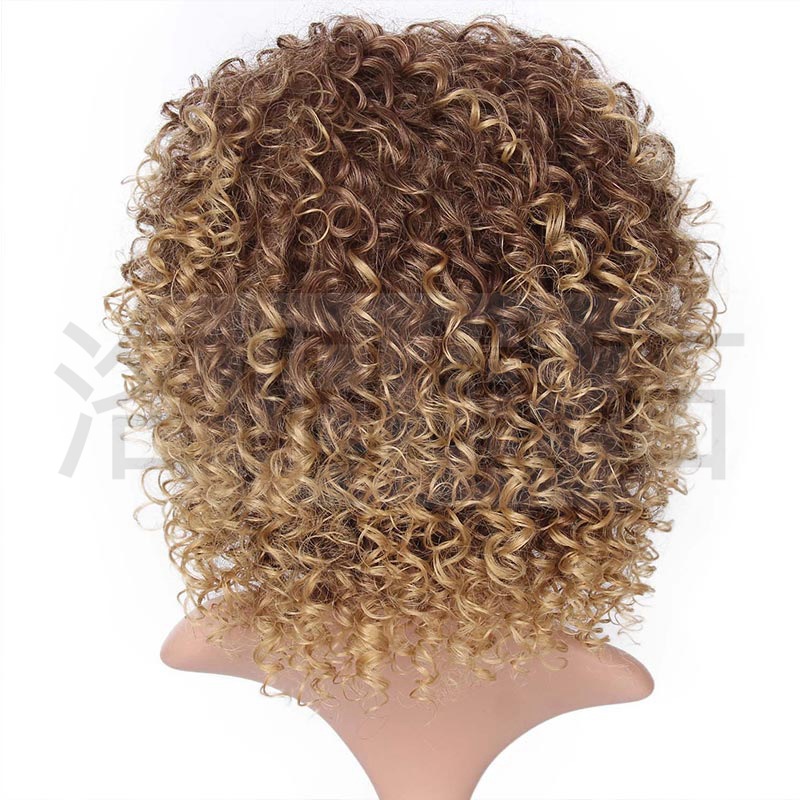 Fashion Ladies Chemical Fiber Wig Golden Wig Small Curly Short Curly Hair Chemical Fiber Headgear display picture 2