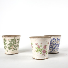 韩式古典复古釉下彩冰裂釉陶瓷花盆绿植盆花罐青花罐古典家居软装