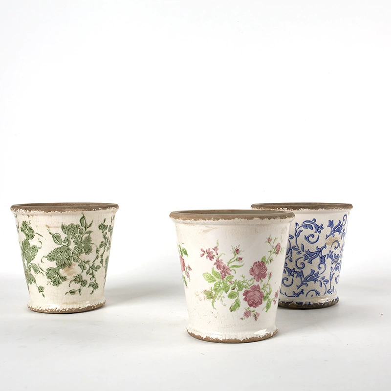 Классический Ретро подглазурная ледяная глазурь в Корейском стиле керамический цветочный горшок зеленый горшок для растений синий и белый горшок классическое домашнее мягкое украшение