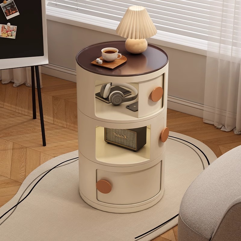 Sofá creativo, sala de estar pequeña, mesa de té redonda, lujo ligero, alta sensación de armario, mesa redonda de balcón