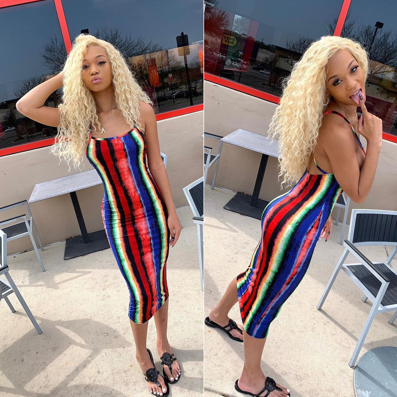 6895 European and American Cross-border Women's Clothing Foreign Trade Summer Sexy One-step Dress Rainbow Printed Sling Hip Dress Long Dress