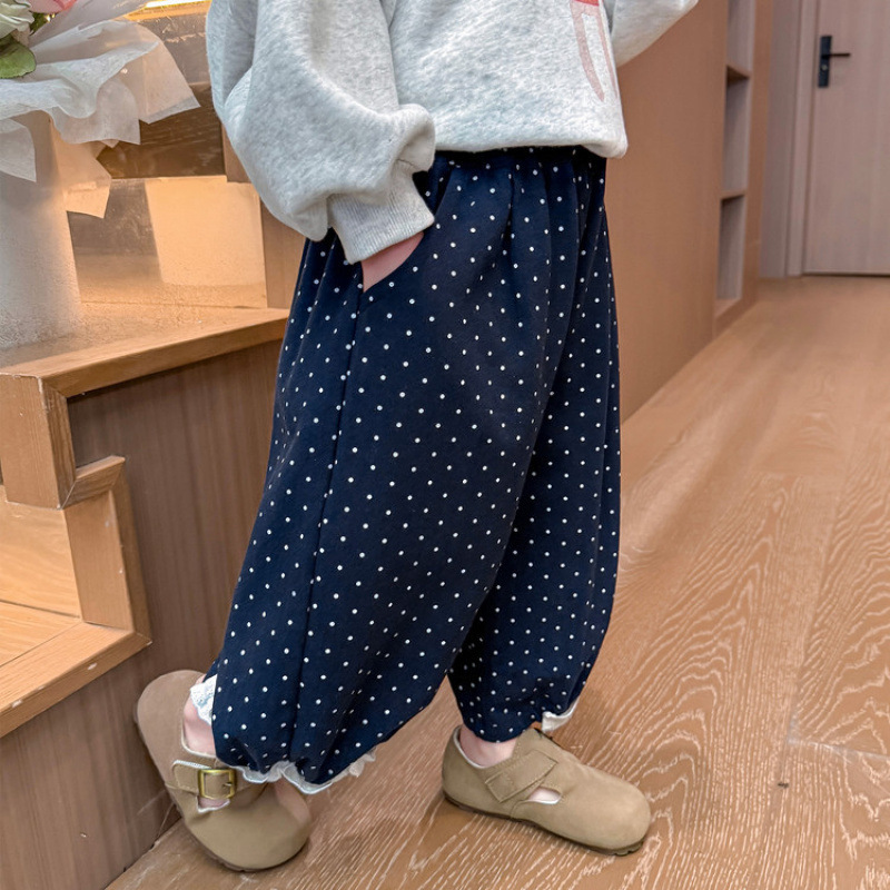 女童裤子早秋款2025新款儿童洋气时髦春秋韩版波点女宝宝直筒裤子|undefined