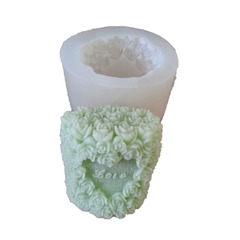BK8038 3D Rose, Chrysanthemum, Pearl Column LOVE Craft Kit Candle Ice Block Silicone Mold