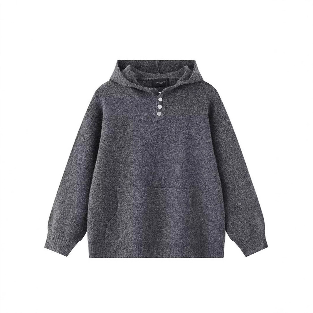 慵懒风复古毛衣男女款秋冬季ins美式V领宽松针织衫情侣潮时尚文艺