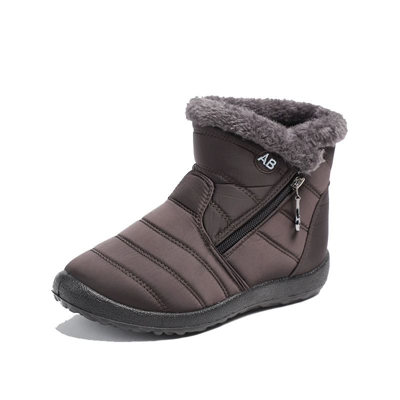 Fleece winter boots, plush‑lined ankle boots, soft sole, plus sizes 35–47