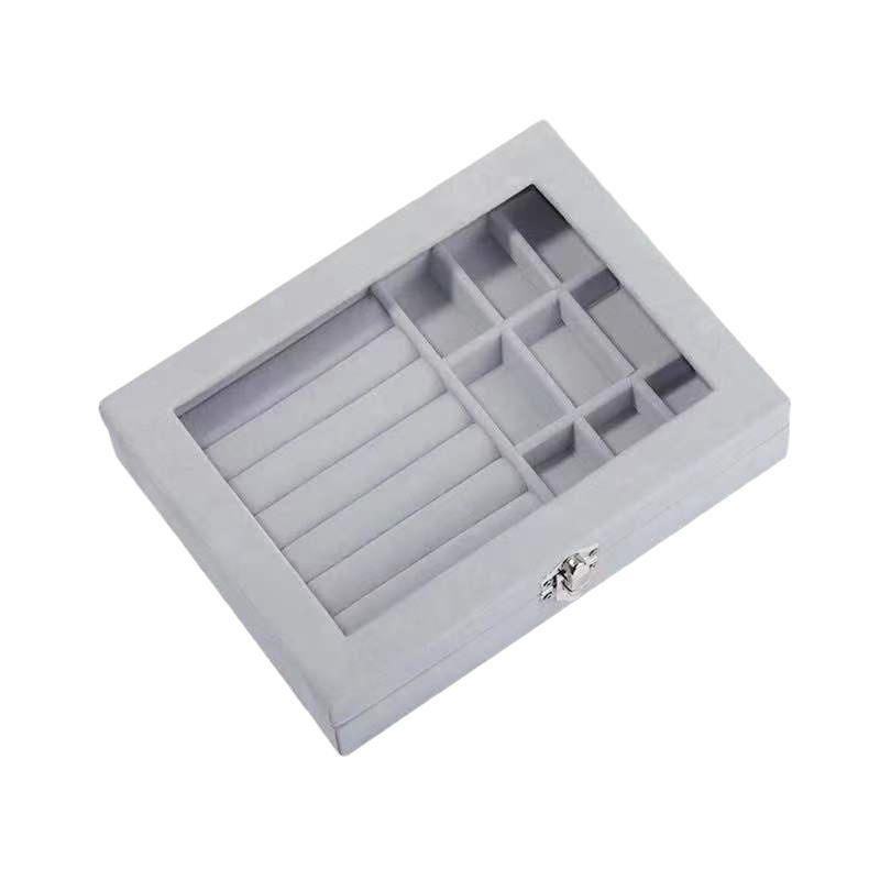 Caja de joyería de terciopelo, estuche organizador de joyas, caja de almacenamiento para collares, pendientes y anillos, caja de exhibición, venta al por mayor
