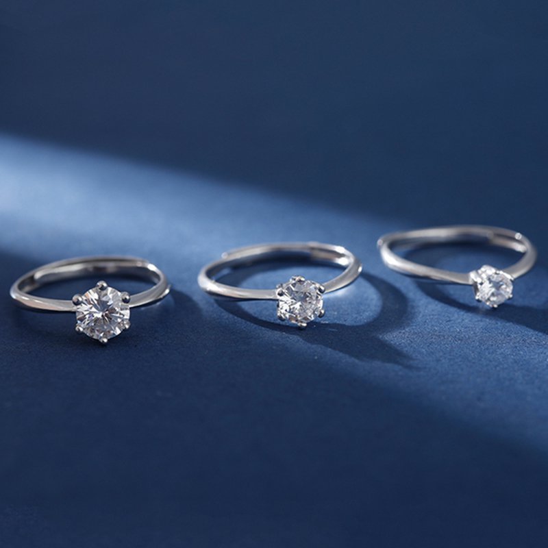 Wanying Six Claw Diamond S Pure Silver Gift Wedding Ring Light Luxury Simple Fashion Jewelry_voghion.com