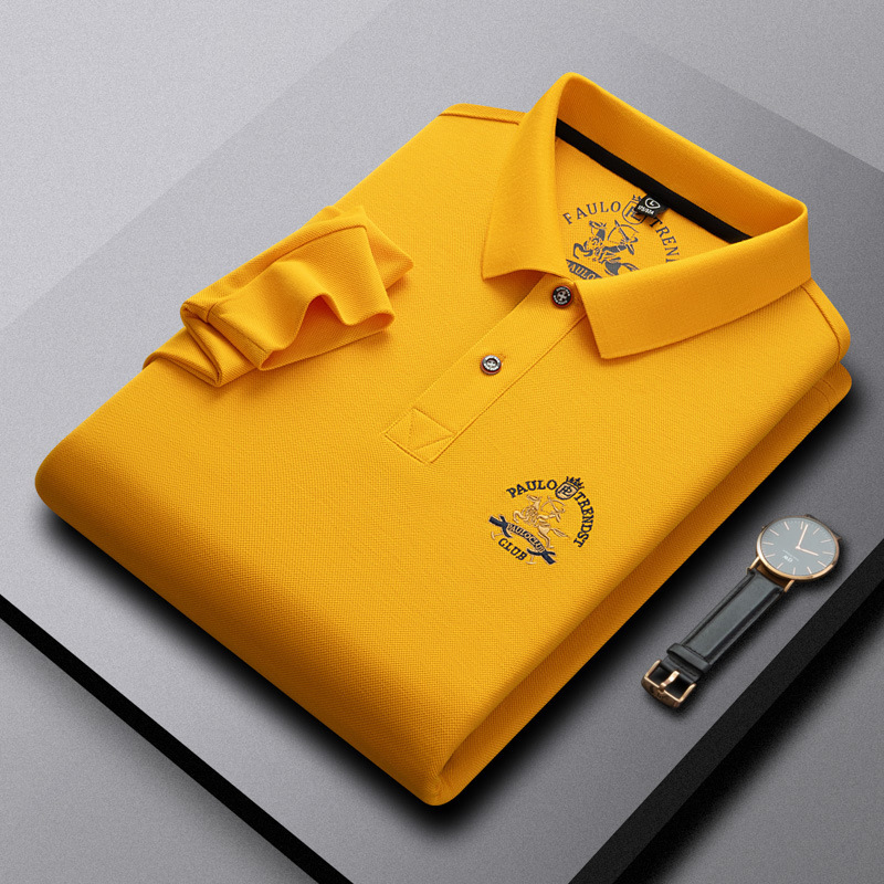 Golf Series Men's Polo Shirt Young Trendy Mercerized Cotton Embroidered Pony Logo Accessible Luxury Business Bottoming Shirt for Men