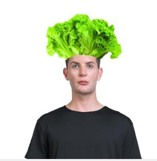 Creativo y extraño tocado de lechuga, tocado de verduras, accesorios de fotografía, decoración interesante